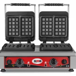 GMG - Waffeleisen Bruxelles - 4x (10,2 X 16,5 X 2,6cm) - 50° Bis 300°C Feste Backplatte Aus Gusseisen - Gehäuse Edelstahl