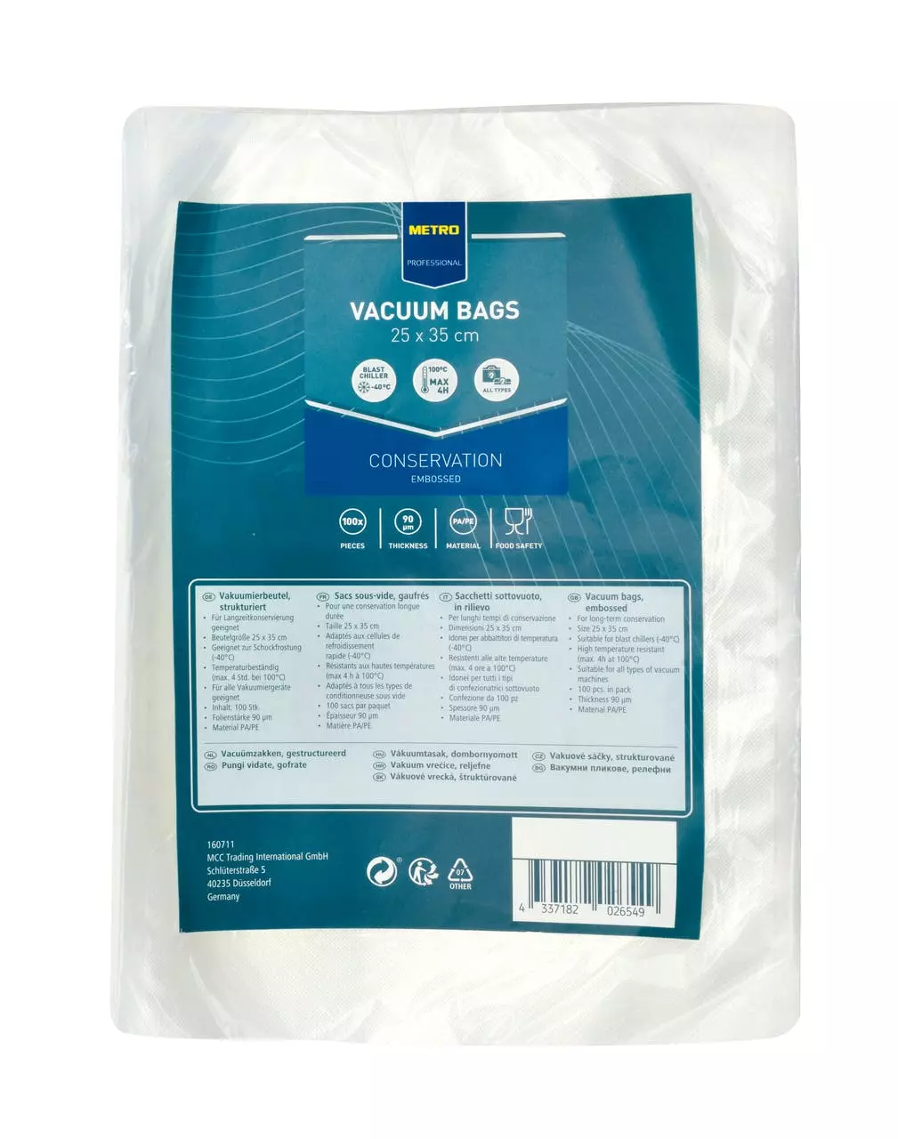 Metro-professional METRO Professional Geprägte Vakuumierfolie Auf Rolle, PA/PE, 30x600 Cm, 100/90 µm (Dicke Geprägte/glatte Seite), Beständig Bis 100°C/max. 4h, 2 Stück - Image 3