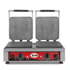 GMG - Waffeleisen Gelato - 2x (23 X 23 X 1cm) - 50° Bis 300°C Feste Backplatte Aus Gusseisen - Fettfangrinne - Gehäuse Edelstahl