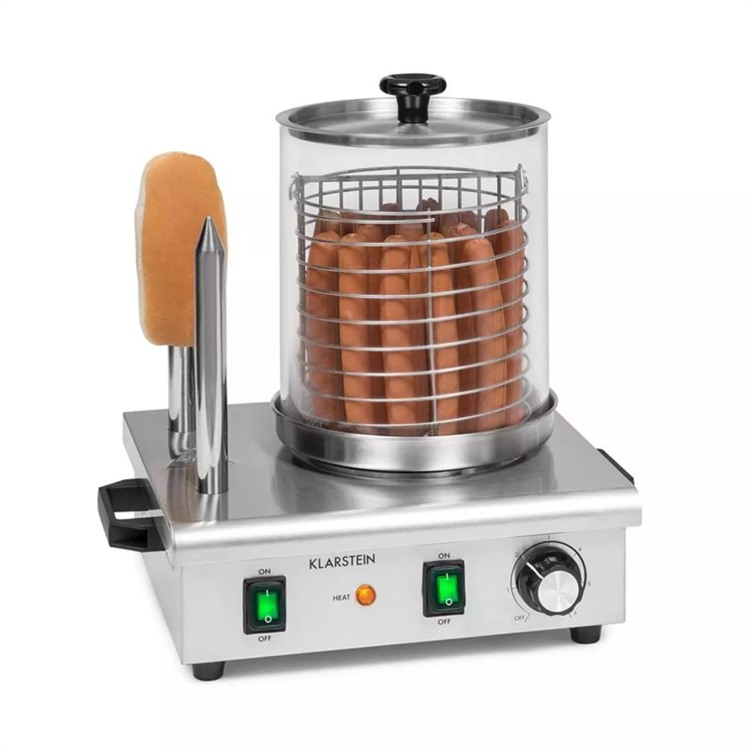 Klarstein Wurstfabrik 600 Hot Dog Maker 600W 3 Heizspieße 5L 30-100°C Glas Edelstahl Silber - Image 2