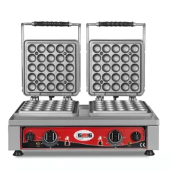 GMG - Waffeleisen Lokmia-D - 2x (Ø 25 X 3,5cm X 1,7cm / 3,4cm) - 50° Bis 300°C Feste Backplatte Aus Gusseisen - Fettfangrinne