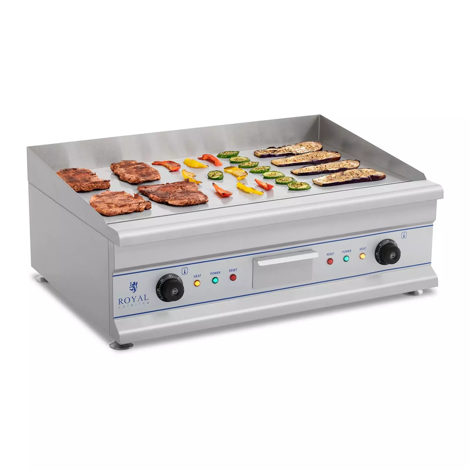 Royal-catering Royal Catering Elektro-Grillplatte - Doppelt - 60 Cm - Glatt & Geriffelt - 6.400 W RCG-60GB - Image 4