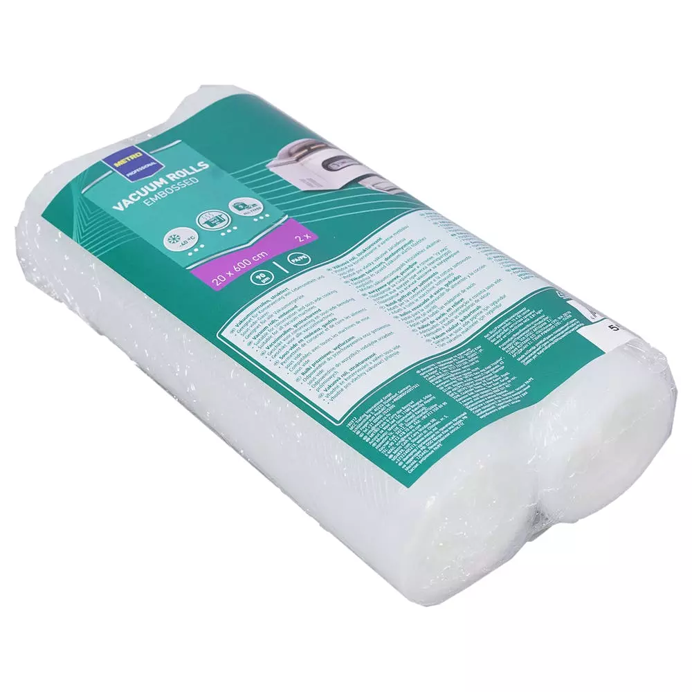 Metro-professional METRO Professional Geprägte Vakuumierfolie Auf Rolle, PA/PE, 30x600 Cm, 100/90 µm (Dicke Geprägte/glatte Seite), Beständig Bis 100°C/max. 4h, 2 Stück - Image 2