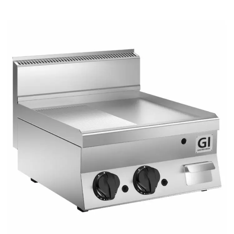 Gastro-inox GI 700 HP 2/3 Glatte Und 1/3 Gerippte Edelstahl Gasplatte, 60cm – Bild 6