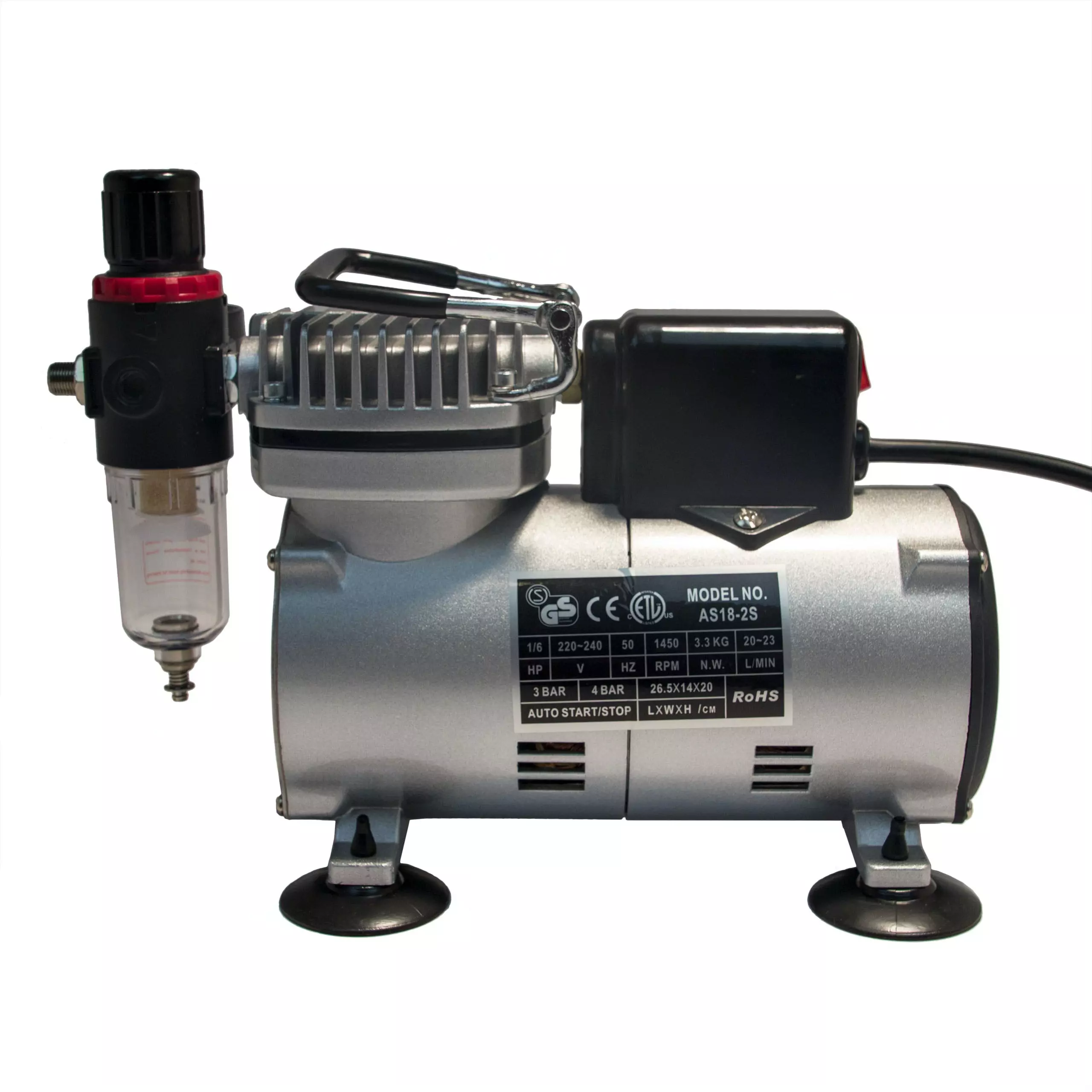 Null Kompressor Airbrush Saturn AS18-2S Mit Druckminderer Und Lüfter - Image 6