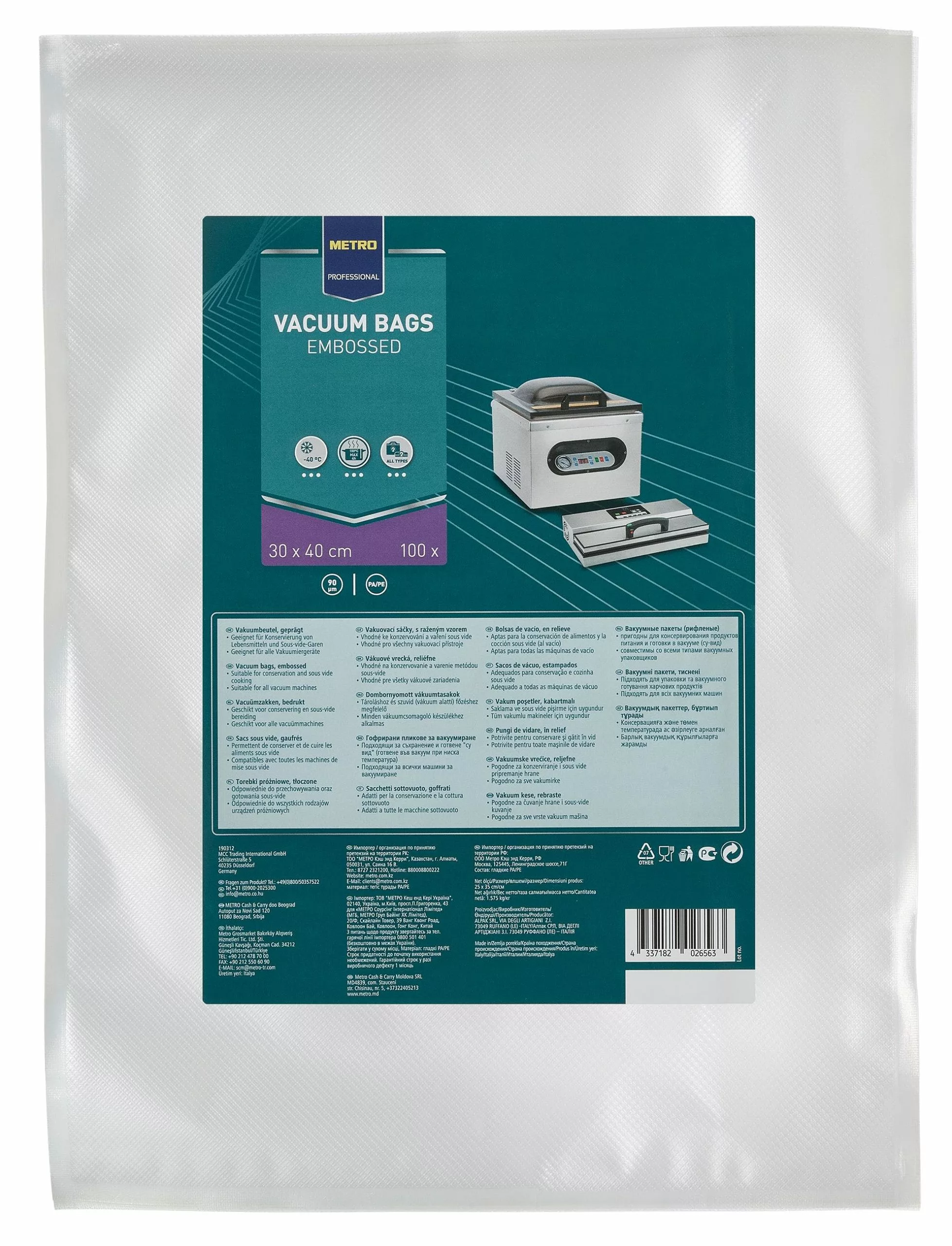 Metro-professional METRO Professional Vakuumierbeutel, PA / PE, 30 X 40 Cm, 100 / 90 µm, Geprägt, 100 Stück - Image 7