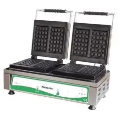 Kbs-gastrotechnik KBS Waffeleisen Mit 2 Festen Backplatten Für 4x Waffeln 8x16x1,5cm