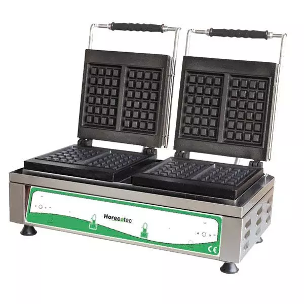 Kbs-gastrotechnik KBS Waffeleisen Mit 2 Festen Backplatten Für 4x Waffeln 8x16x1,5cm