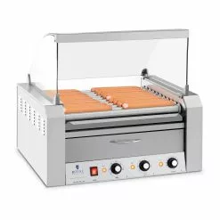 Royal-catering Royal Catering Hot Dog Grill - 11 Rollen - Wärmeschublade - Edelstahl