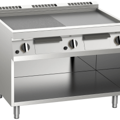 Null KBS Gas-Grillplatte 1/3 Gerillt Und 2/3 Glatt 31,5 KW 3 Heizzonen Offener Unterbau