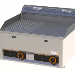 Cookmax Gas-Grillplatte 1/2 Gerillt 1/2 Glatt 2 Heizzonen 660 X 600 X 290 Mm