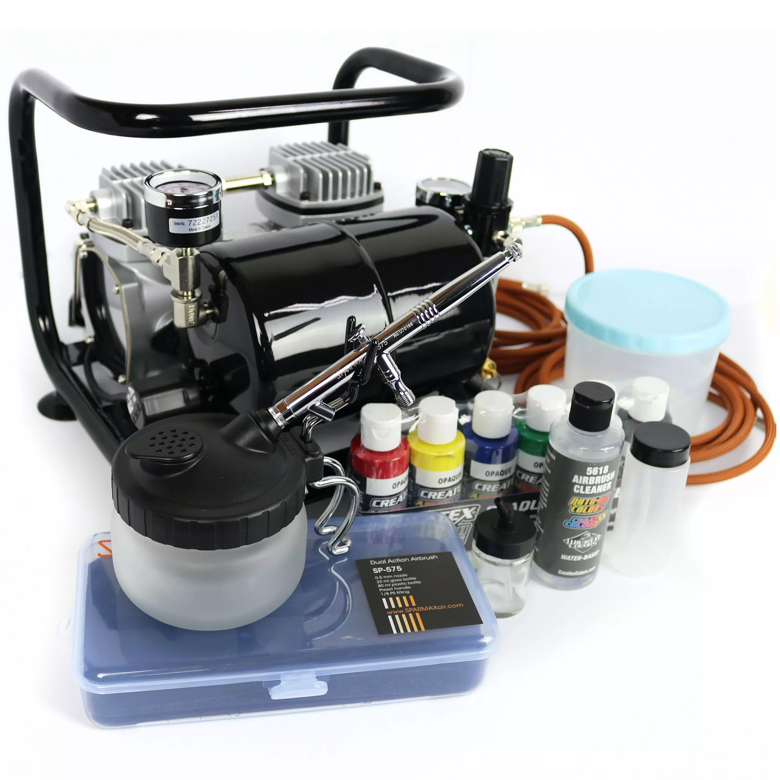 Null Komplett Airbrush Set Airbrushpistole Evolution Silverline Kompressor Sparmax - Image 4