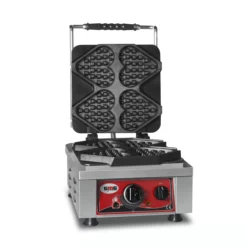 GMG - Waffeleisen Ti Amo - 4x (13,2 X 12,5 X 2,8cm) - 50° Bis 300°C Feste Backplatte Aus Gusseisen - Gehäuse Edelstahl