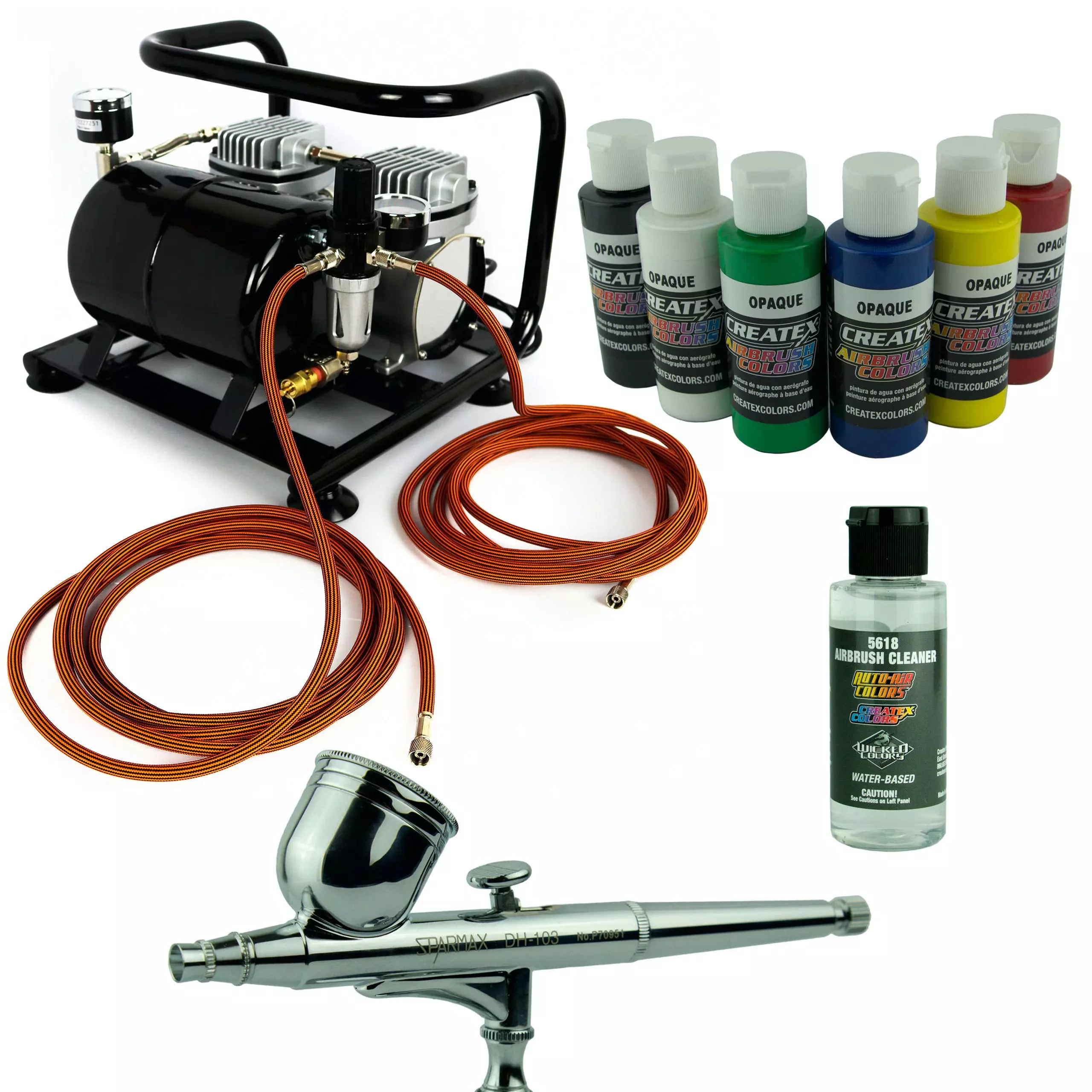 Null Komplett Airbrush Set Sparmax Airbrushpistole Kompressor Saturn Createx Farben - Image 3