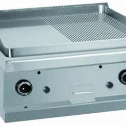 Null MBM Auftisch-Gas-Grillplatte , Stahl Verchromt 1/2 Glatt + 1/2 Gerillt 11,0 KW