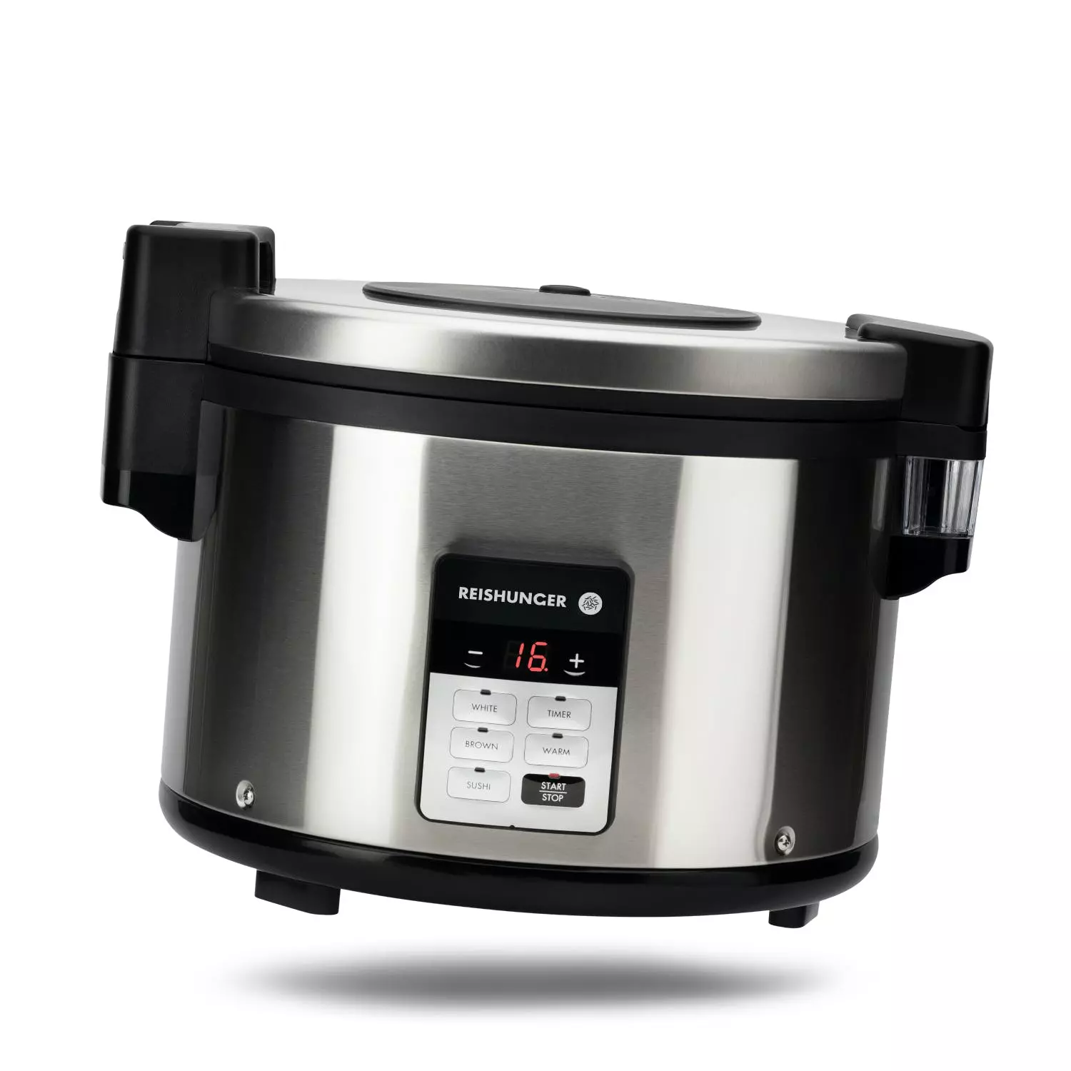 Null Reishunger Profi Gastro-Reiskocher - Bis Zu 32 Portionen - 5,8 L - Edelstahlgehäuse - Doppelte Antihaftbeschichtung - & Timer - 3 Programme