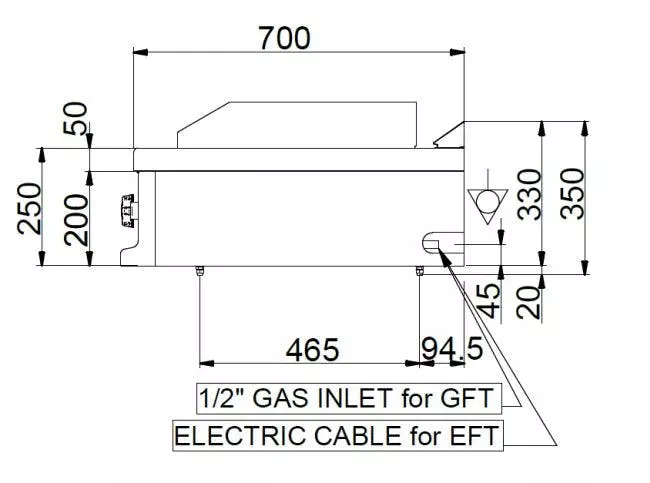 Null MBM Auftisch-Gas-Grillplatte , Stahl Glatt 5,5 KW - Image 6