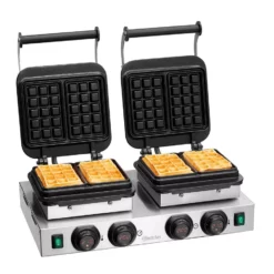 Bartscher Waffeleisen MDI 2BW160-101, Belgische Waffeln, Brüssel, Profi Line, Waffelautomat, Waffelbäcker, Edelstahl, 2 Stück Waffeln Von CHEFGASTRO