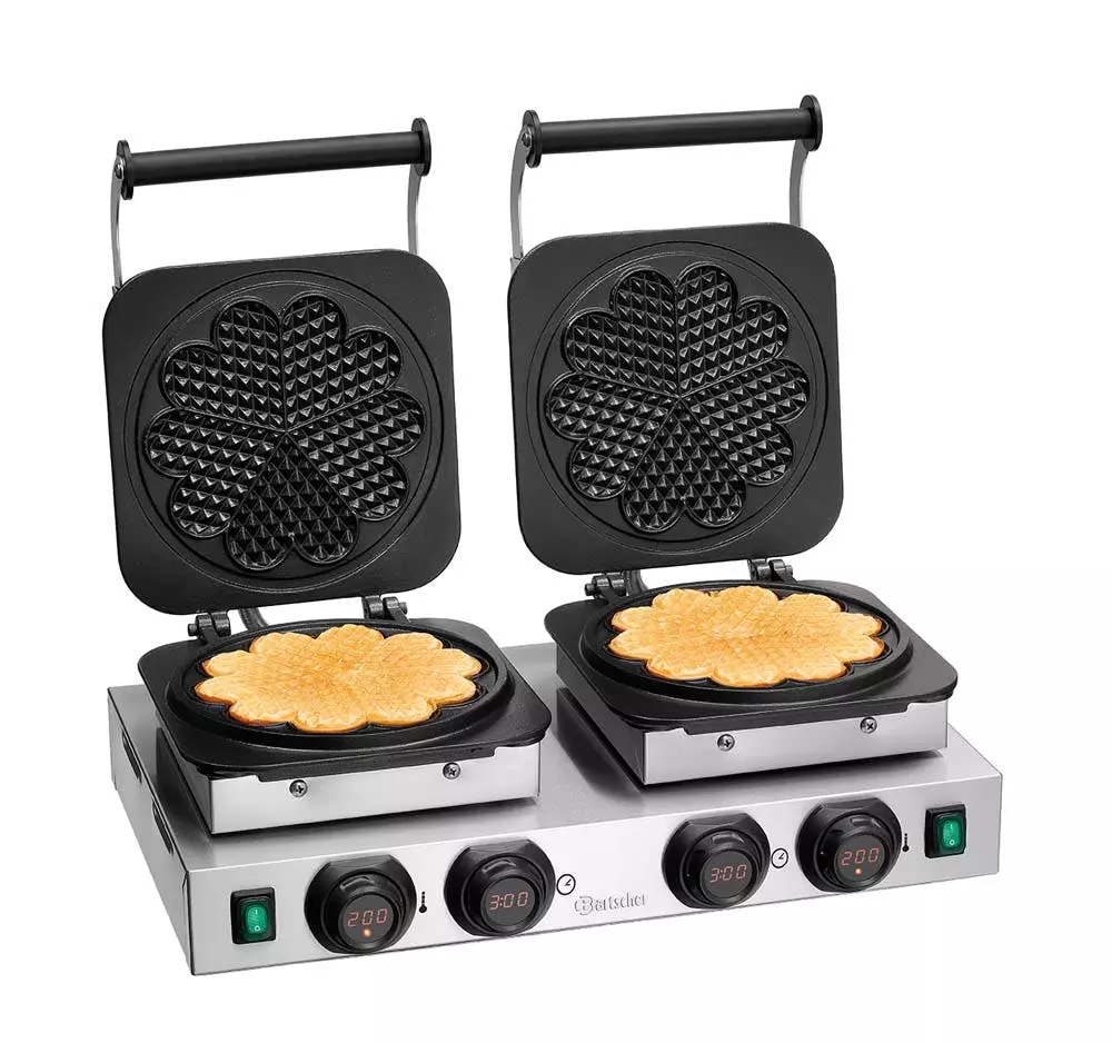 Bartscher Waffeleisen 1BW160-101, Belgische Waffeln, Brüssel, Profi Line, Waffelautomat, Waffelbäcker, Edelstahl, 2 Stück Waffeln Von CHEFGASTRO - Image 5