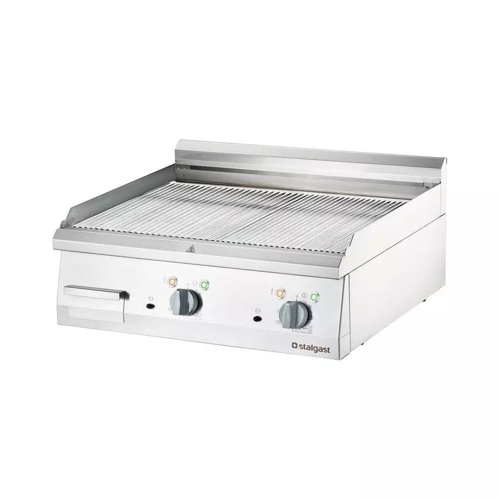 Stalgast Verchromte Elektro-Griddleplatte Tischgerät 800x700mm Gerillte Grillfläche 8,1kw