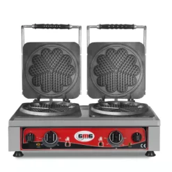 GMG - Waffeleisen Amore-L - 2x Ø 19 X 1,5cm - 50° Bis 300°C - Feste Backplatte Aus Gusseisen - Fettfangrinne - Gehäuse Edelstahl
