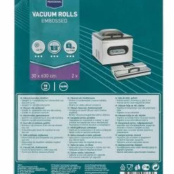 Metro-professional METRO Professional Geprägte Vakuumierfolie Auf Rolle, PA/PE, 30x600 Cm, 100/90 µm (Dicke Geprägte/glatte Seite), Beständig Bis 100°C/max. 4h, 2 Stück