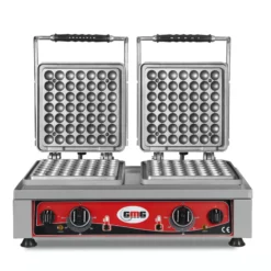 GMG - Waffeleisen Lokmia-S - 2x (Ø 49 X 3cm X 1,4cm / 2,8cm) - 50° Bis 300°C Feste Backplatte Aus Gusseisen - Fettfangrinne